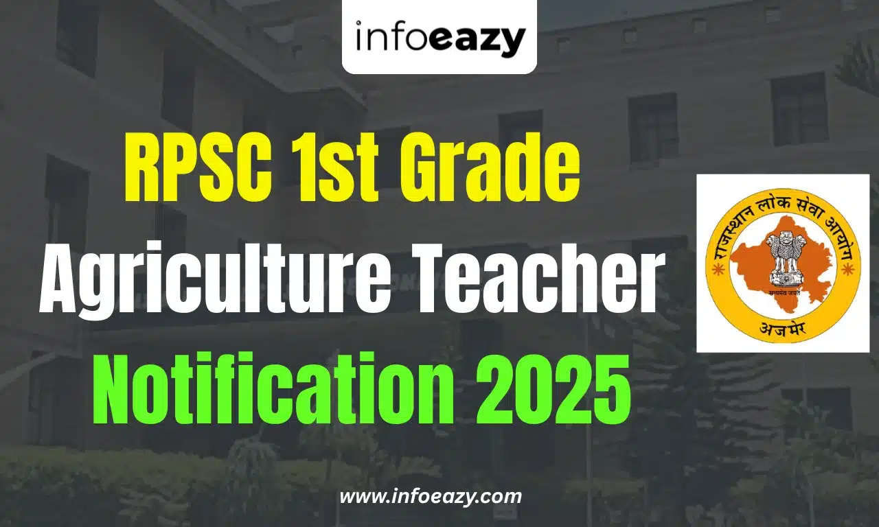 RPSC 1st Grade Agriculture Teacher Notification 2025