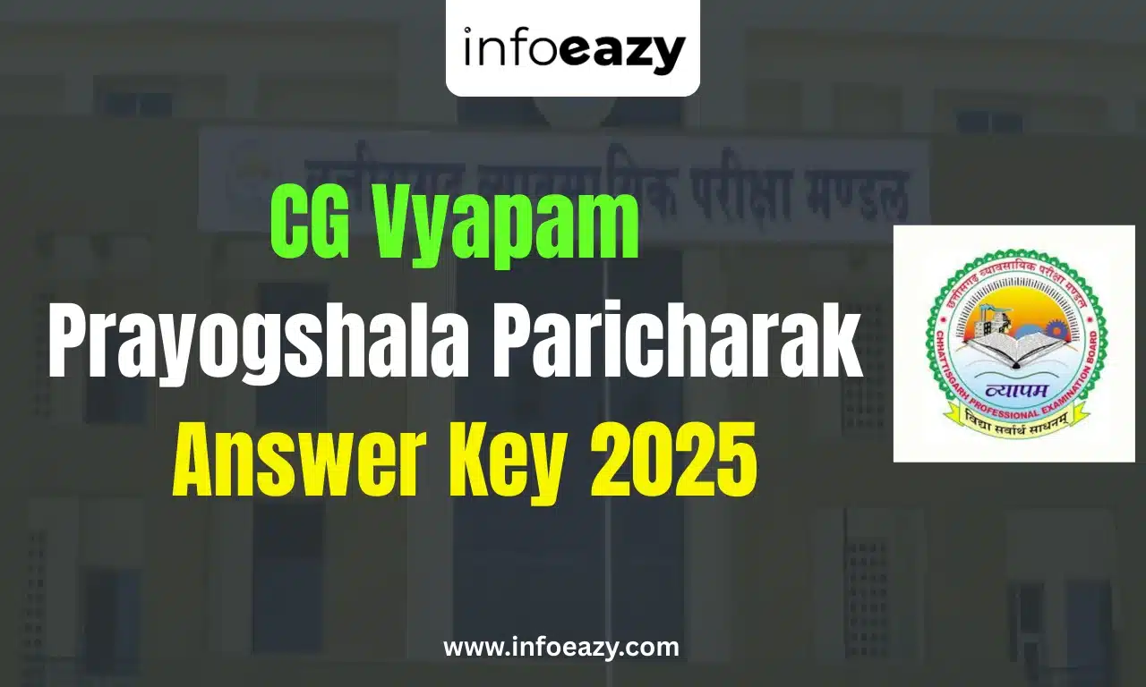 CG Vyapam Prayogshala Paricharak Answer Key 2025