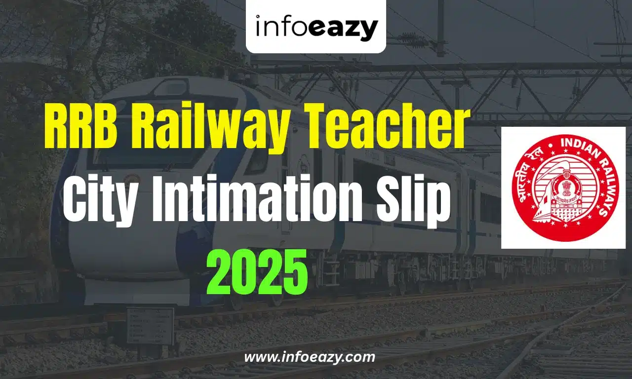 RRB Railway Teacher City Intimation Slip 2025